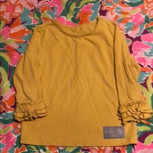 Eleanor Rose Mustard ruffle sleeve shirt 3-4